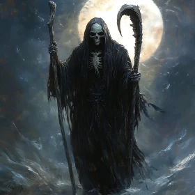 Dark Reaper with Scythe and Staff