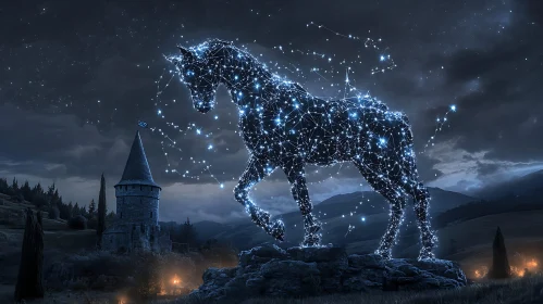 Starry Horse and Old Tower