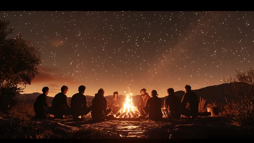 Friends around Campfire