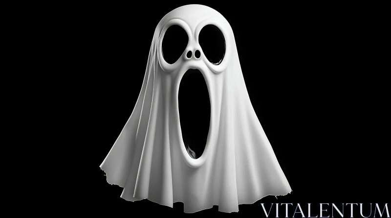 Spooky Ghost Mask Isolated on Black AI Image