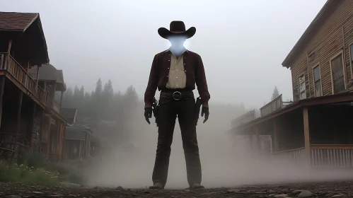 Mysterious Cowboy in Ghost Town