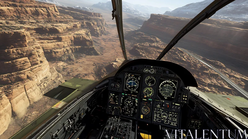 Jet Cockpit View Over Canyon