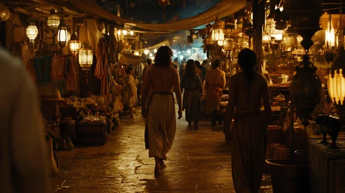 Lively City Market at Night