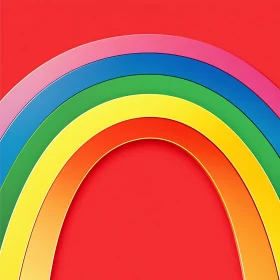 Colorful Rainbow Arch on Red