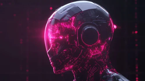Advanced Technology Cyborg with Pink Neon Lights