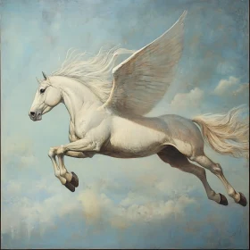 Winged Horse Soaring Through the Sky
