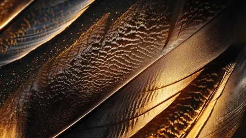 Intricate Details of Golden Bird Feathers