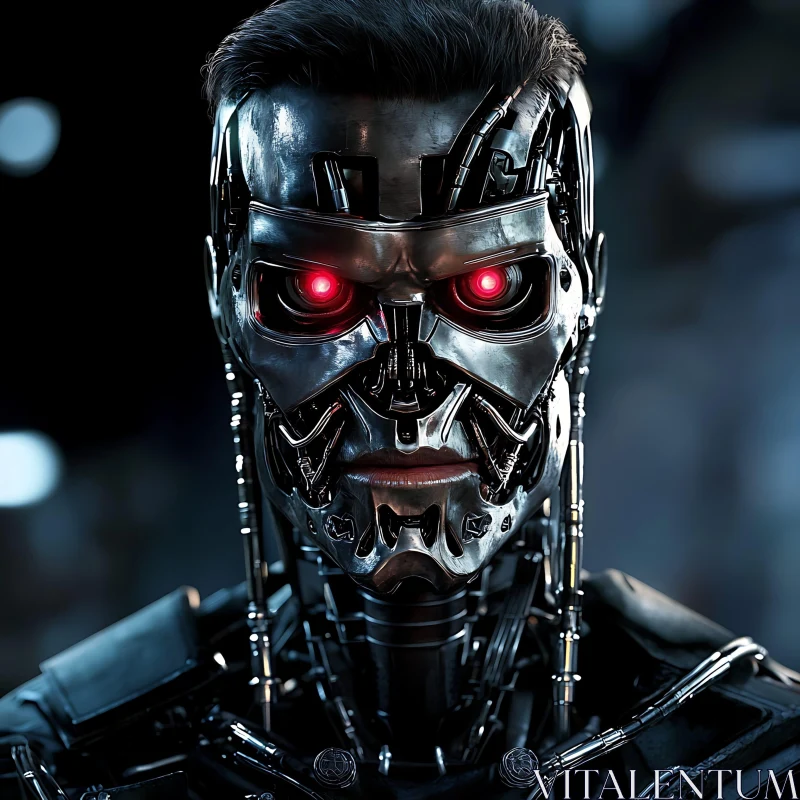 Advanced Cyborg Portrait with Intricate Mechanics