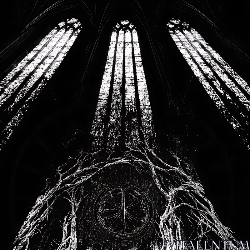 Monochrome Gothic Architecture with Windows