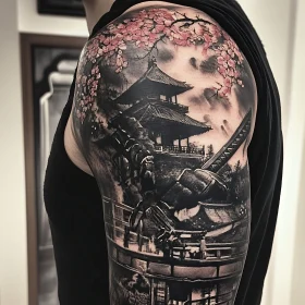 Traditional Japanese Tattoo Design with Samurai Elements