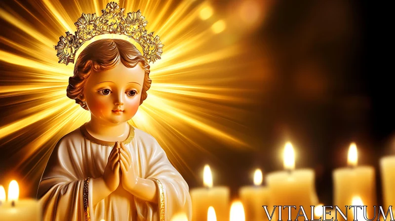 Golden Aura Child in Prayer AI Image
