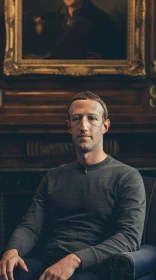 Portrait of Mark Zuckerberg in Vintage Interior