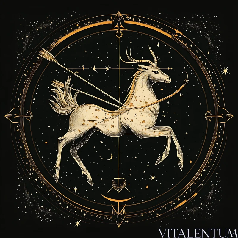 Golden Zodiac Sign with Stars