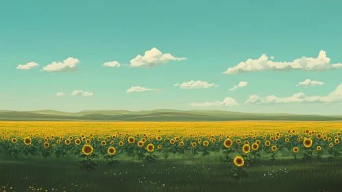 Scenic Sunflower Landscape