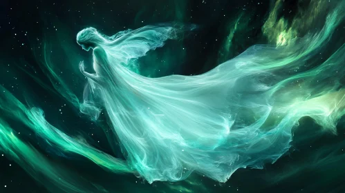 Emerald Angel in Starry Space
