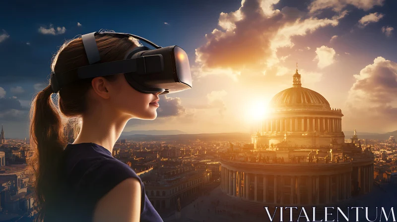 Woman in VR Headset Rome View