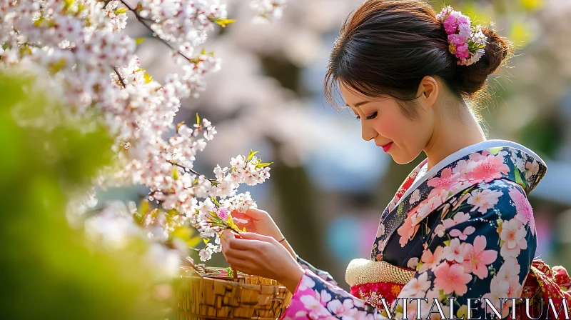 AI ART Floral Kimono and Spring Blossoms