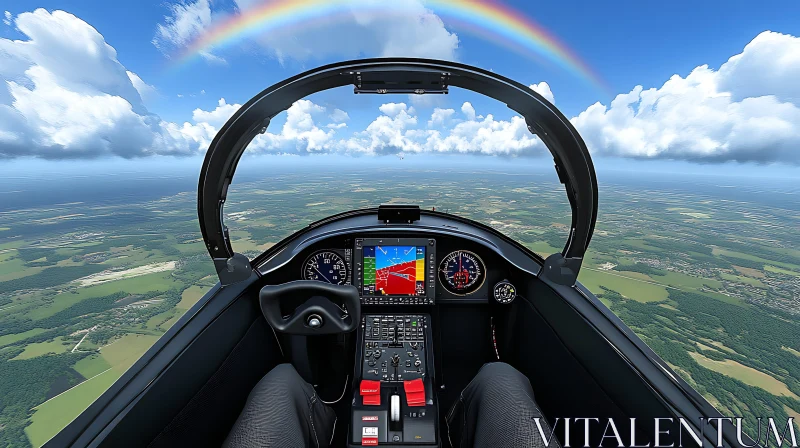 Aerial View from Cockpit with Rainbow