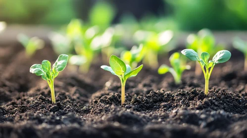 Young Seedlings in Fertile Soil