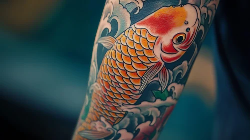 Colourful Koi Fish Arm Tattoo Art