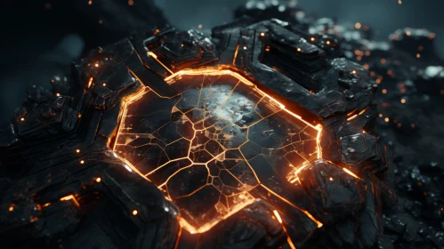 Glowing Metallic Abstract in Sci-Fi Aesthetic