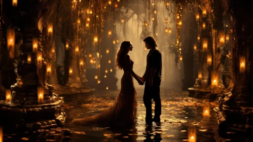 Romantic Fantasy: Couple Illuminated by Lantern Light
