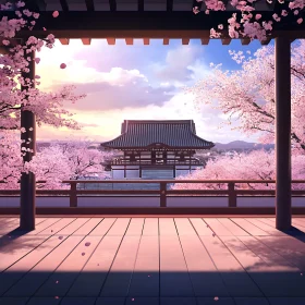 Cherry Blossom Temple View