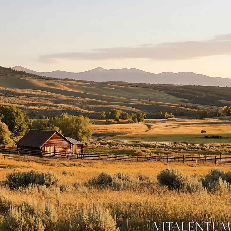 AI ART Rustic House in a Golden Field Scenery