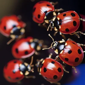 Close-Up Shot of Red and Black Spotted Ladybugs