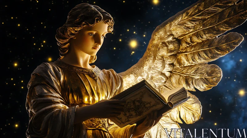 AI ART Golden Angel with Book