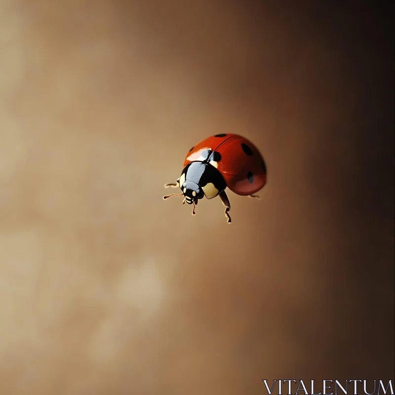 AI ART Detailed Mid-Flight Ladybug Image