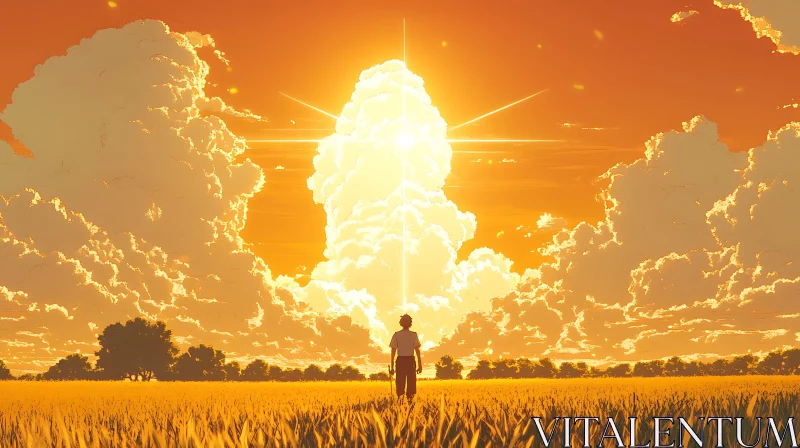 AI ART Radiant Sunset Over Golden Field