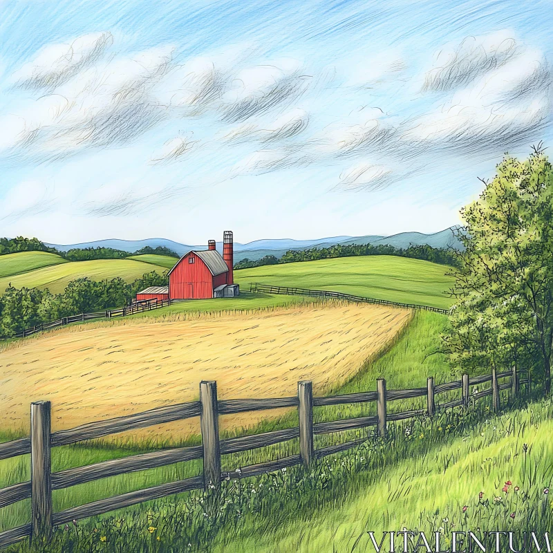 AI ART Scenic Countryside View