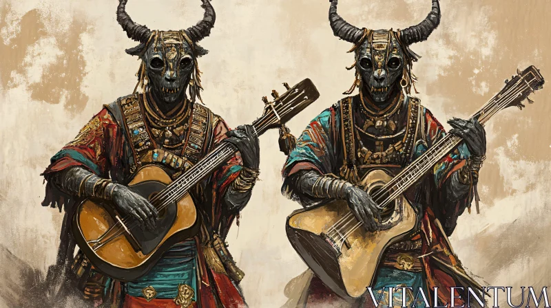 AI ART Horned Mask Guitarists