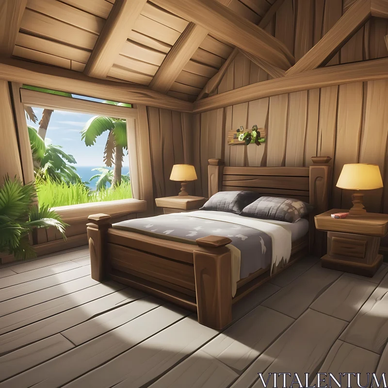 Tropical Bedroom Retreat AI Image