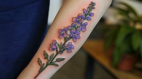 Intricate Lavender Tattoo on Skin