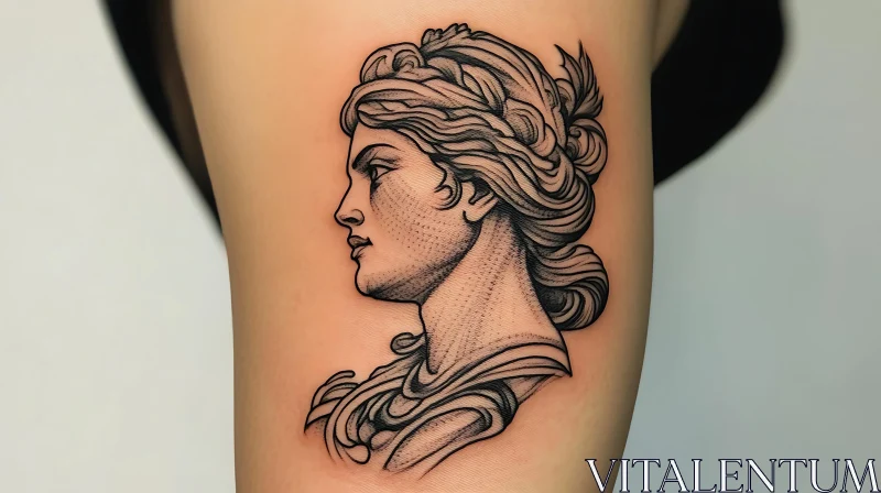 Detailed Roman-style Portrait Tattoo AI Image