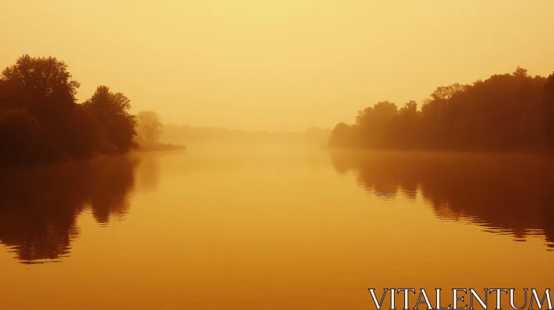 AI ART Serene Mist Over a Reflective Lake