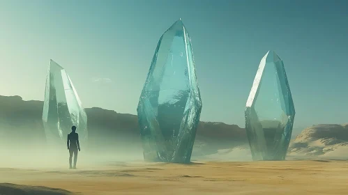 Crystal Monoliths in Arid Expanse