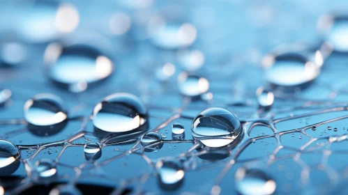 Abstract Image of Water Droplets on Blue Background