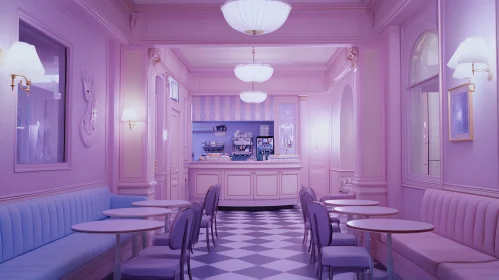 Modern Cafe with Pastel Tones