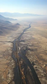 Aerial View of a Desert River - Deconstructive Composition