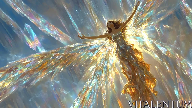 Shimmering Angel in Flight Artwork AI Image