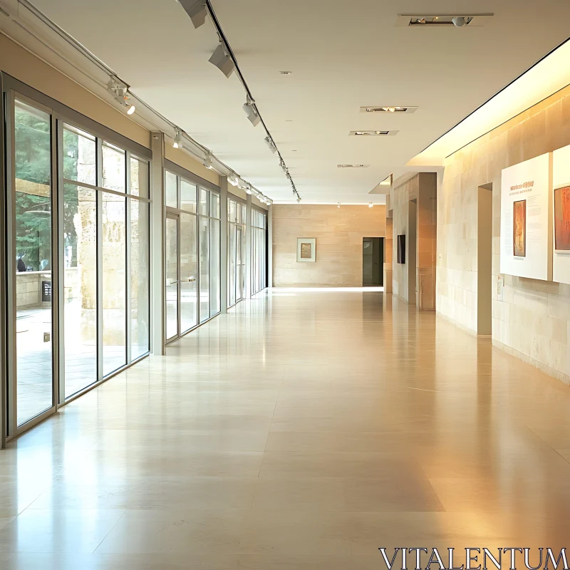 AI ART Bright Museum Hallway Interior View