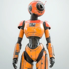 Cyborg Robot with Orange Armor