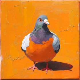 Urban Bird Art: Pigeon in Orange Hues