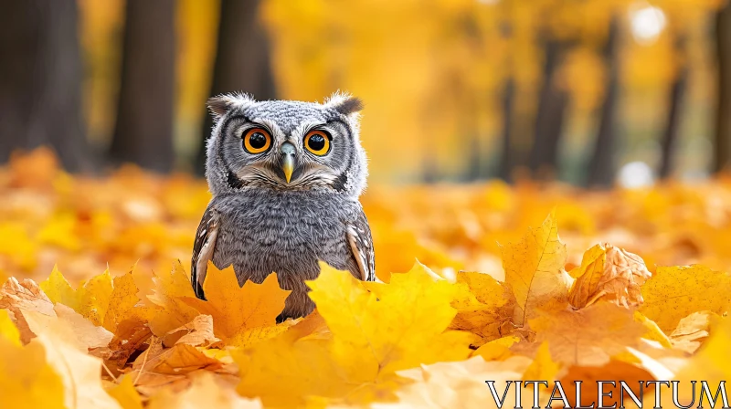 Autumn Forest Owl Scene AI Image