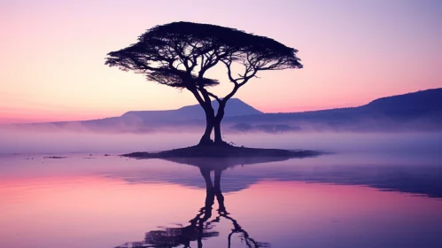 Captivating Serenity: A Solitary Tree in a Tranquil Body of Water