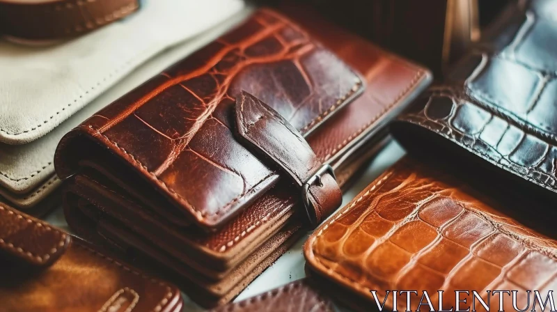 Close-up of Brown Leather Wallet with Strap Closure AI Image