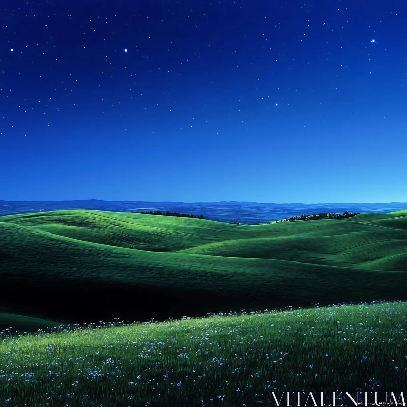 AI ART Peaceful Landscape with Rolling Green Hills